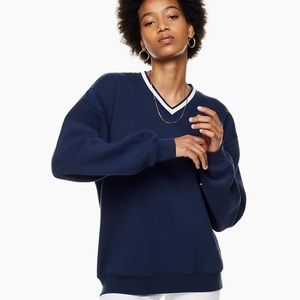 Aritzia Cozy  Fleece Boyfriend V-Neck Sweatshirt